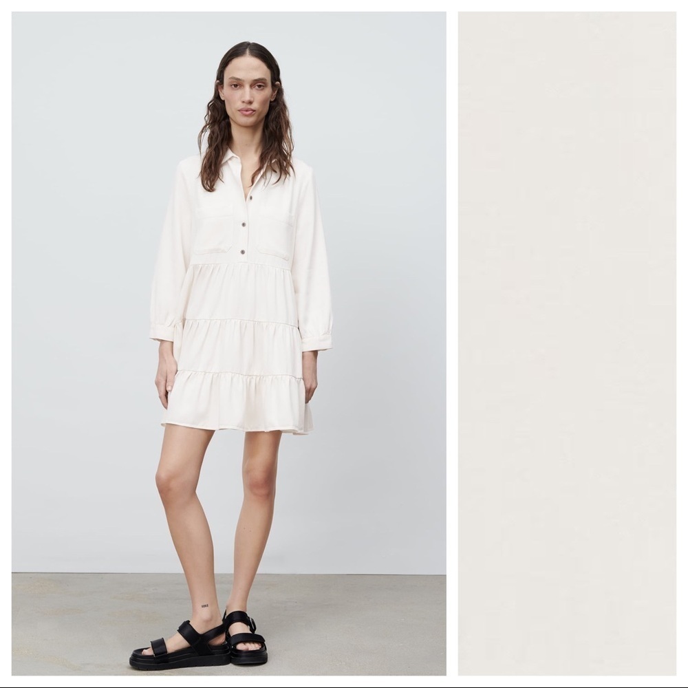 🌹NWT. Zara Cream Ruffled Mini Dress. Size S.